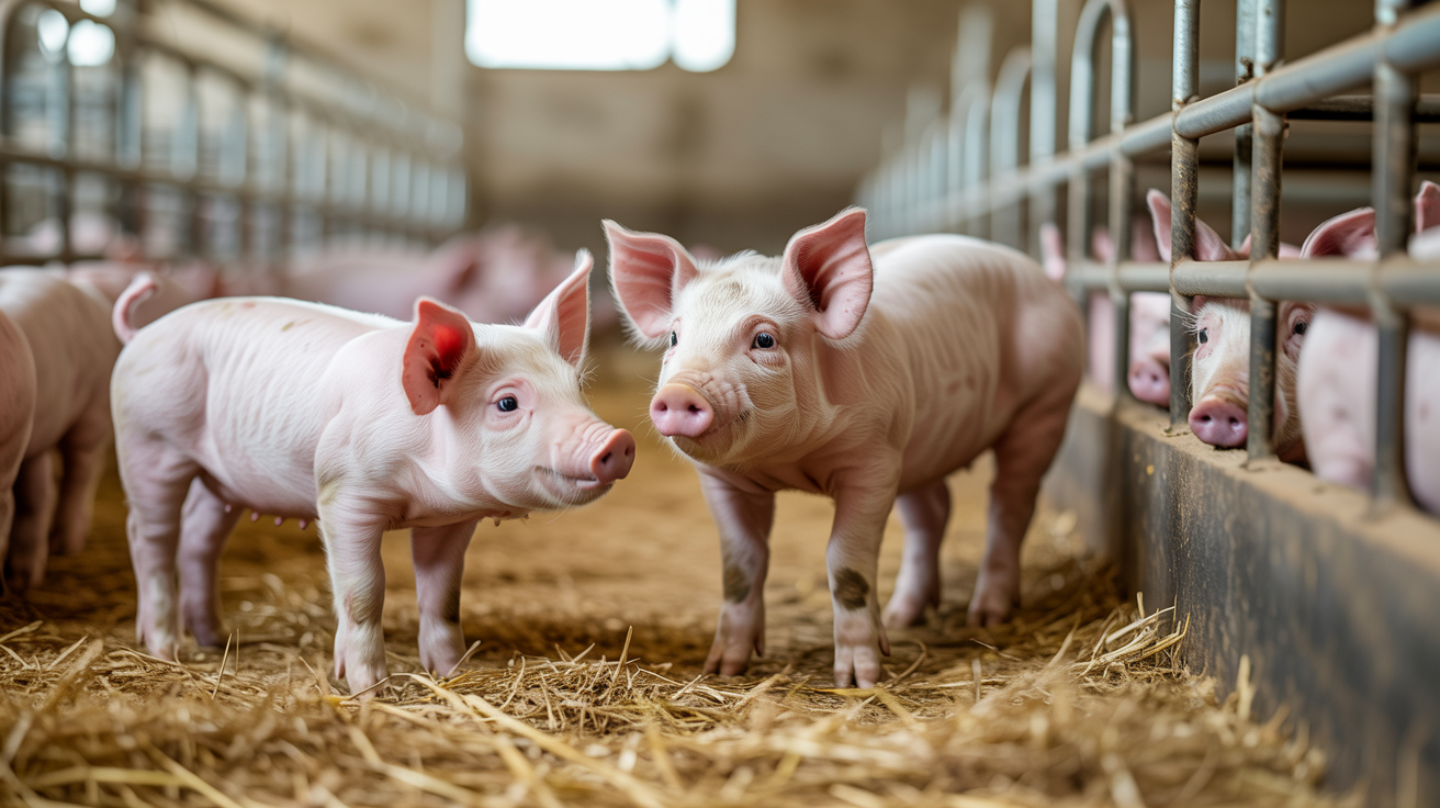 Lechones saludables en granja porcina moderna